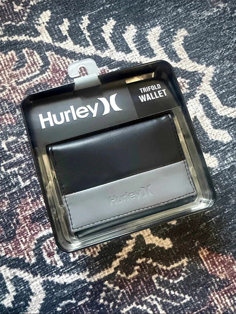 Hurley Trifold Wallet in Black and Gray